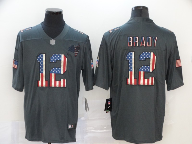 Men Tampa Bay Buccaneers 12 Brady grey USA flag New Nike Limited Vapor Untouchable NFL Jerseys